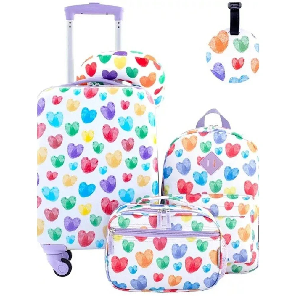 Travelers Club kids 5 piece luggage set Multicolor Heart Travel Set Lavender